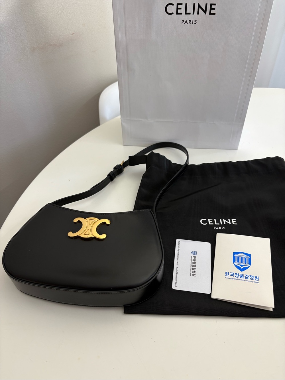 Celine Tilly bag with Gold Triomphe Motif